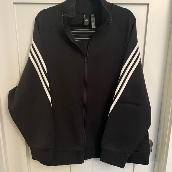 Adidas Women’s 4x Full Zip Sweatshirt Black with White Stripe New w/o Tags - Picture 4 of 9